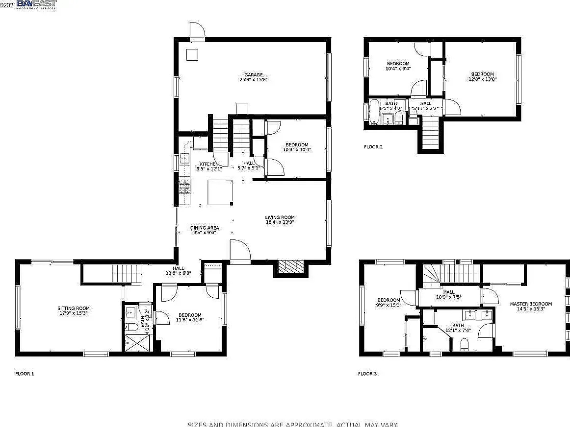 Floor plan of the house, three floors
